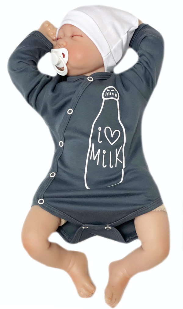 Baby Jungen Set: Hose mit Fuß und Wickelbody "Milk Boy"