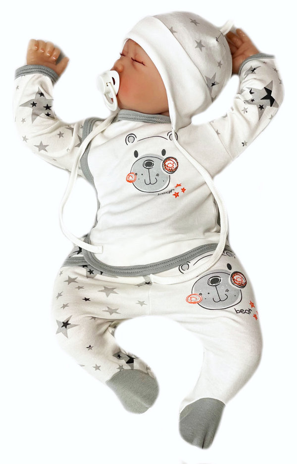 Baby Set: Shirt, Hose mit Fuß "Stars & Bears"