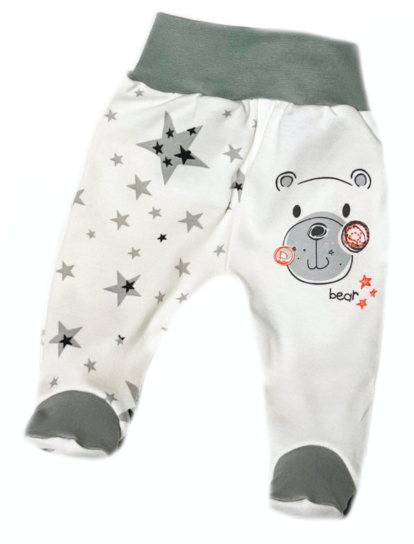 Baby Set: Langarm Shirt, Hose mit Fuß und Mütze "Stars & Bears"