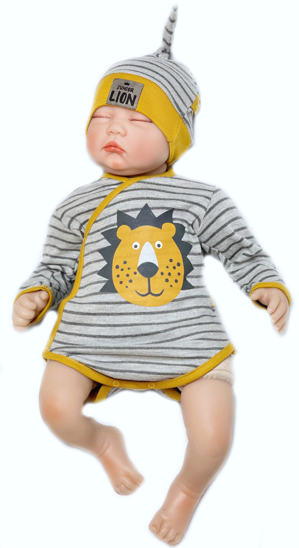 Baby Jungen Set: Wickelbody, Hose und Mütze "Lion"