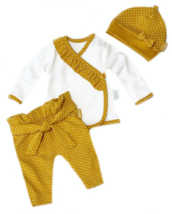 Baby Mädchen Set: Langarm Shirt, Hose und Mütze "Michalina"