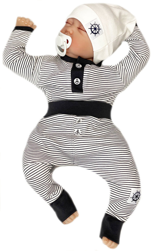 Baby Jungen Set: Body, Hose und Mütze "La Mer"