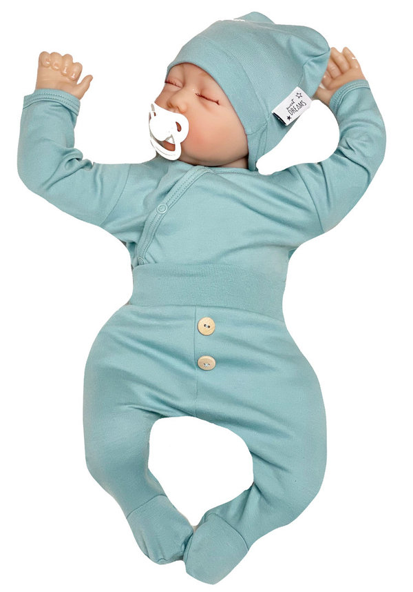 Baby Set: Wickelbody, Hose mit Fuß und Mütze "Sweet Dreams"
