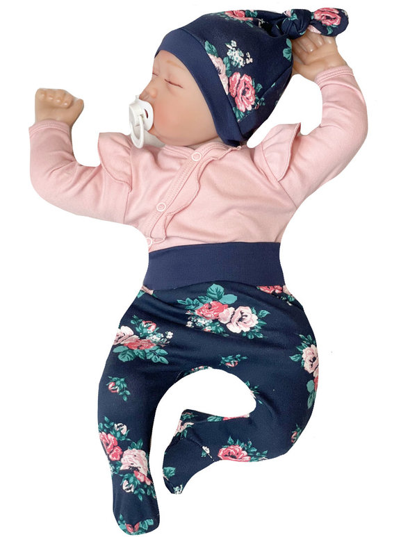 Baby Mädchen Set: Body, Hose und Mütze "Rosa Bonica"