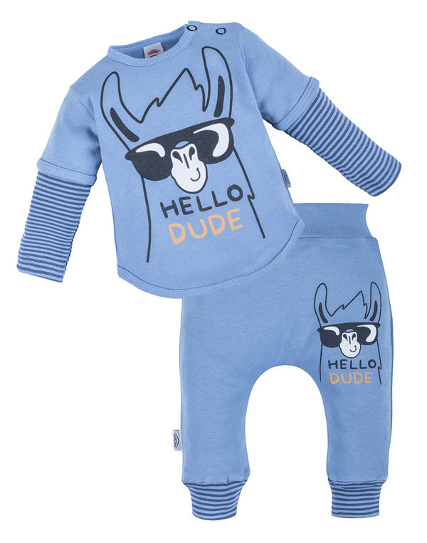 Baby Jungen Set: Langarm Shirt und Hose "Hello Dude"